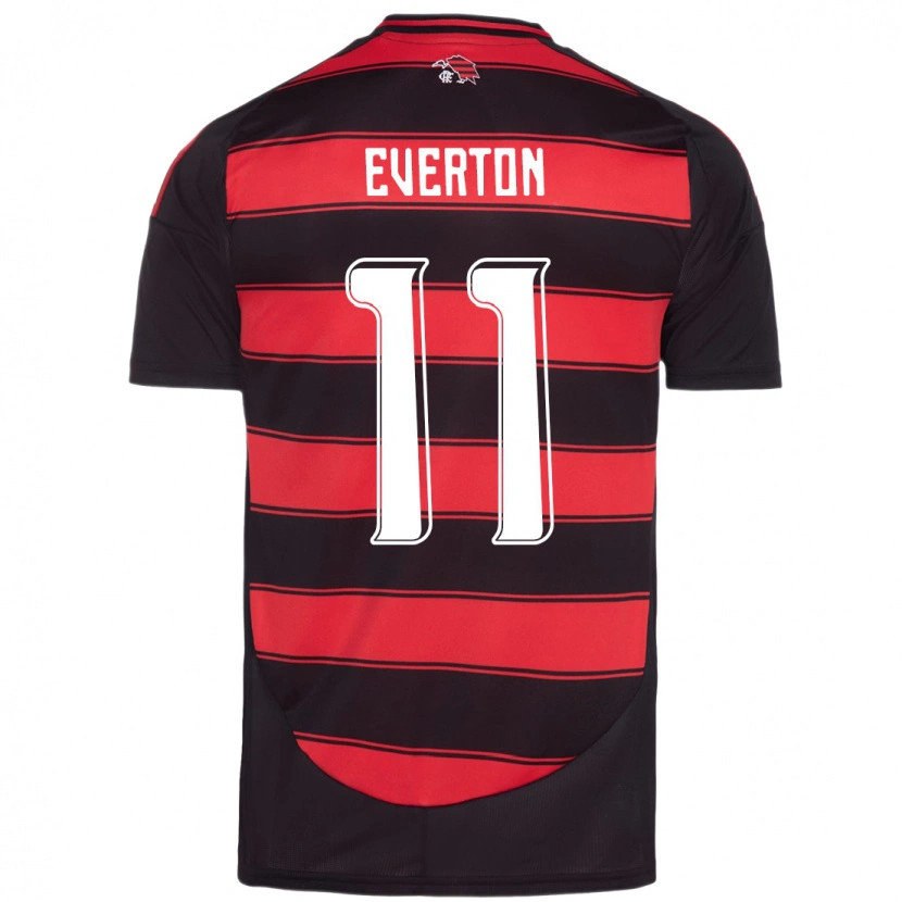 Danxen Homem Camisola Everton #11 Vermelho Preto Principal 2025/26 Camisa