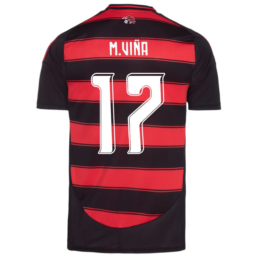 Danxen Homem Camisola Matías Viña #17 Vermelho Preto Principal 2025/26 Camisa