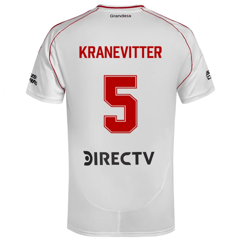 Danxen Homem Camisola Matías Kranevitter #5 Branco Vermelho Principal 2025/26 Camisa
