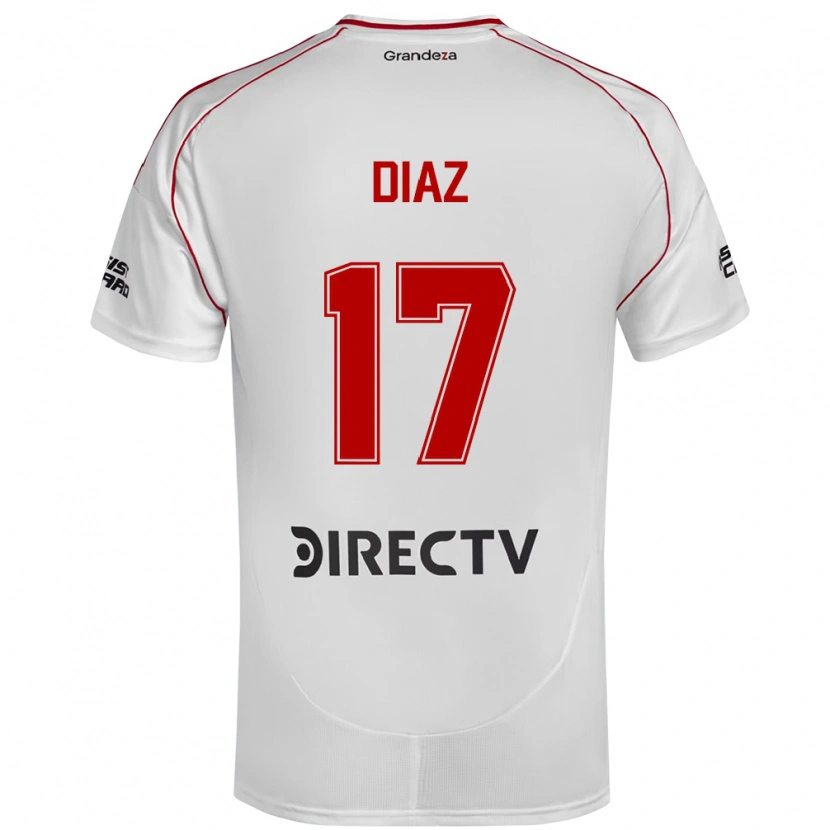 Danxen Homem Camisola Paulo Díaz #17 Branco Vermelho Principal 2025/26 Camisa