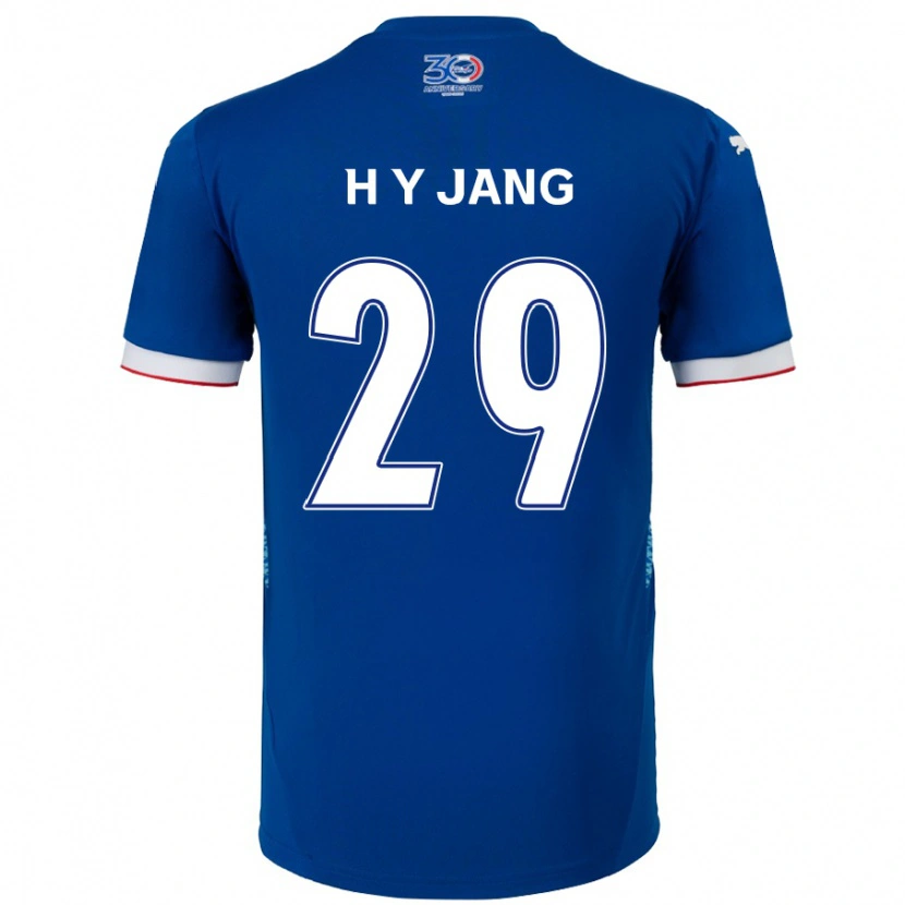 Danxen Homem Camisola Yo-Han Jang #29 Azul Royal Branco Principal 2025/26 Camisa