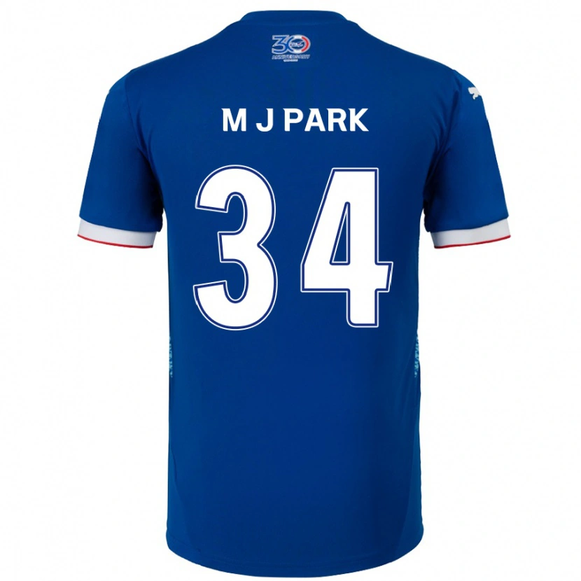 Danxen Homem Camisola Ji-Min Park #34 Azul Royal Branco Principal 2025/26 Camisa