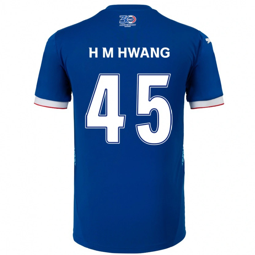 Danxen Homem Camisola Myung-Hyun Hwang #45 Azul Royal Branco Principal 2025/26 Camisa