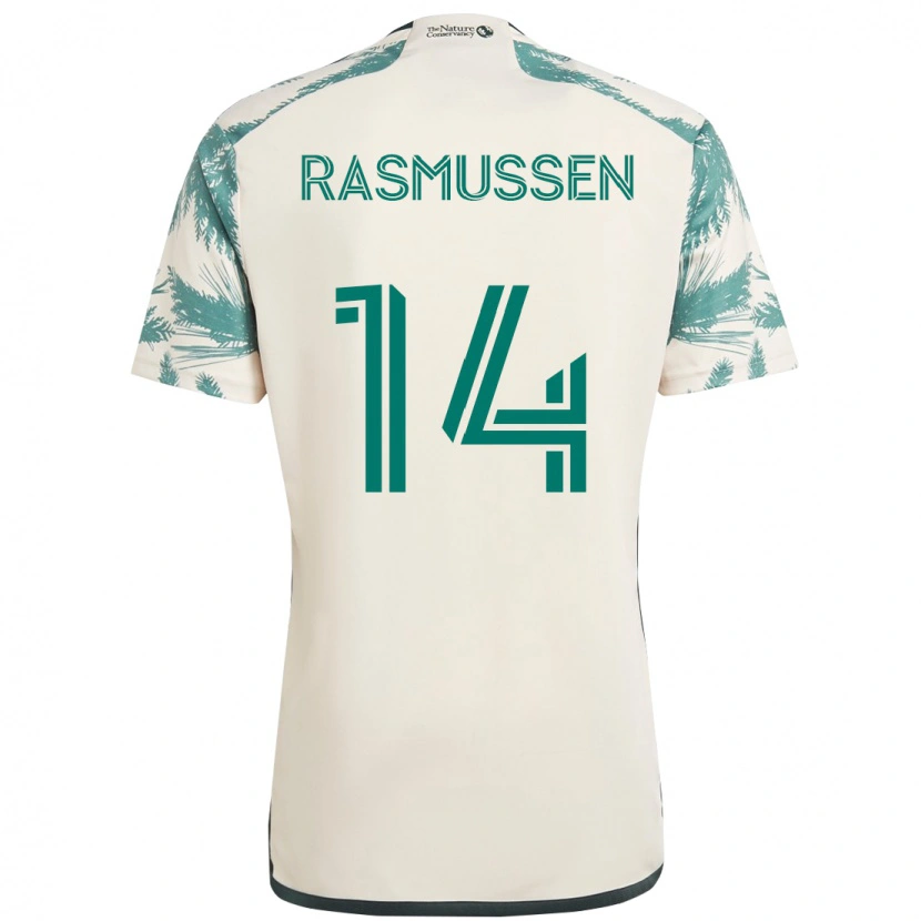 Danxen Homem Camisola Justin Rasmussen #14 Bege Verde Alternativa 2025/26 Camisa