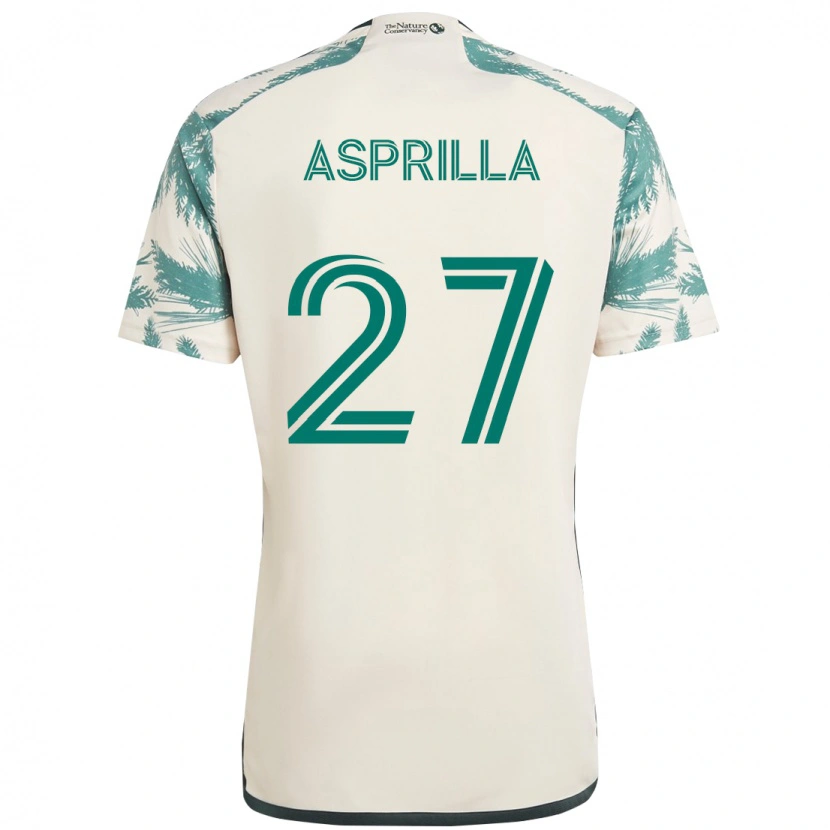 Danxen Homem Camisola Dairon Asprilla #27 Bege Verde Alternativa 2025/26 Camisa