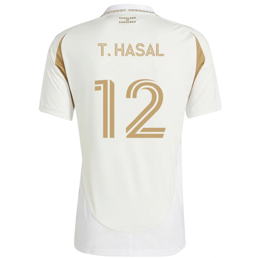 Danxen Homem Camisola Thomas Hasal #12 Branco Castanho Alternativa 2025/26 Camisa