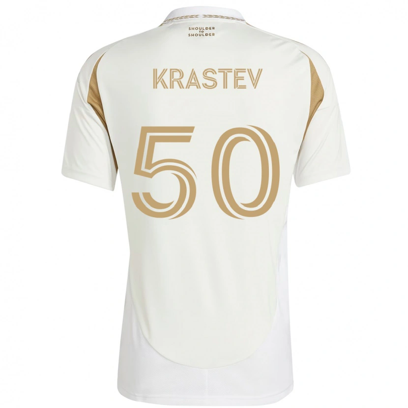 Danxen Homem Camisola Filip Krastev #50 Branco Castanho Alternativa 2025/26 Camisa