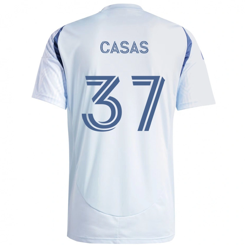 Danxen Homem Camisola Javier Casas #37 Azul Celeste Claro Azul Alternativa 2025/26 Camisa