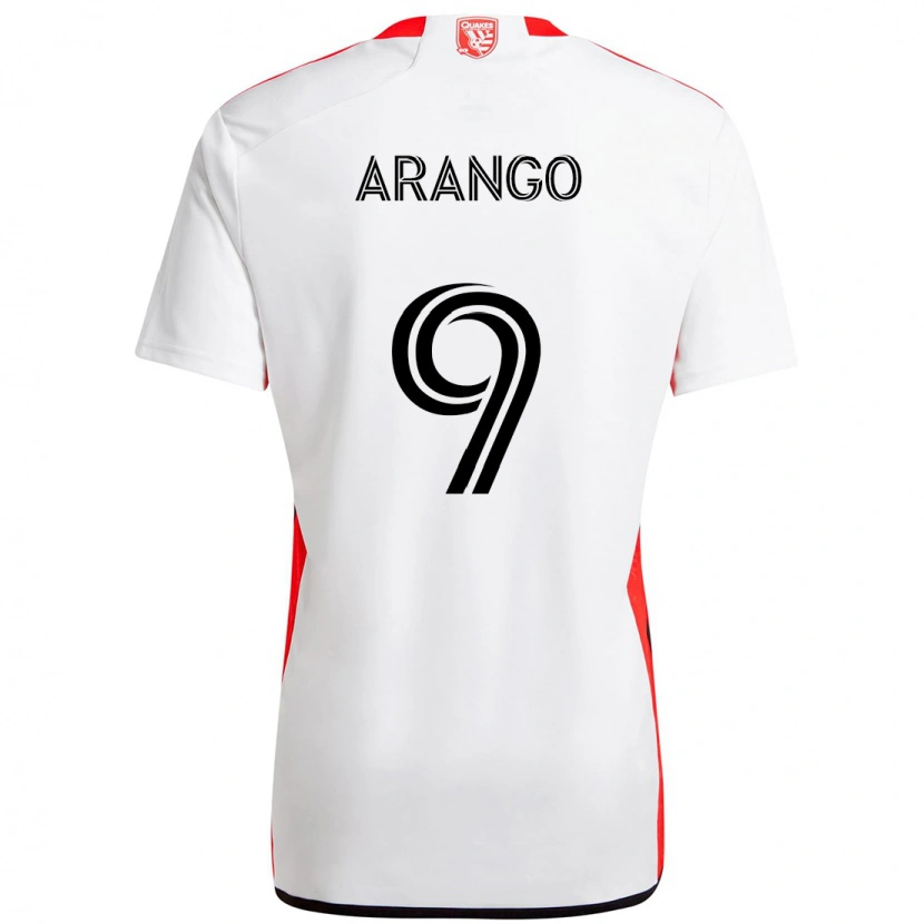 Danxen Homem Camisola Cristian Arango #9 Branco Vermelho Alternativa 2025/26 Camisa