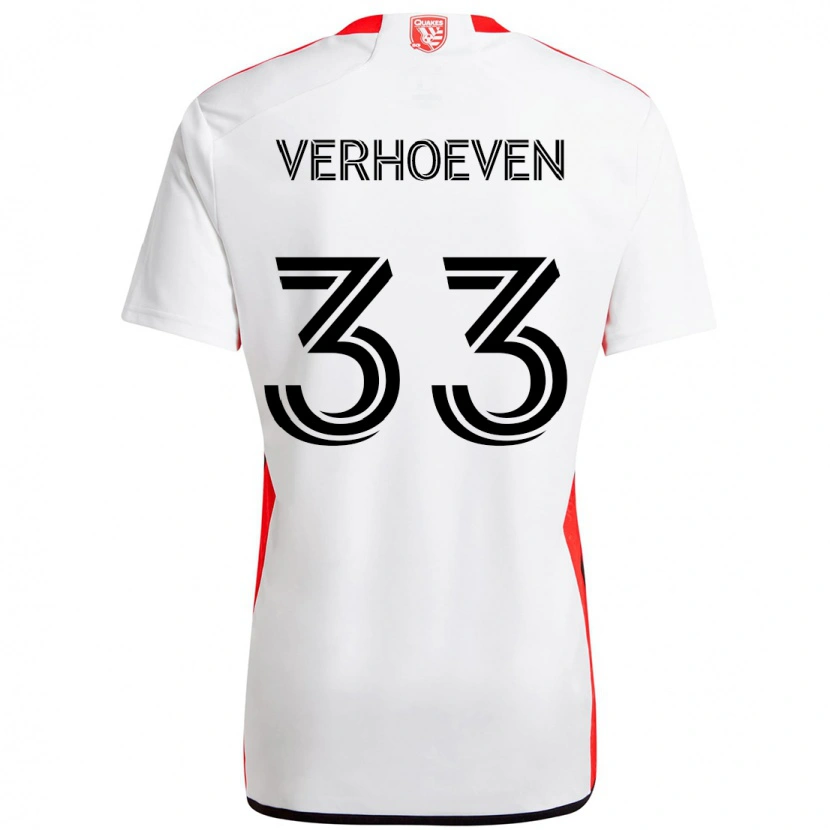Danxen Homem Camisola Oscar Verhoeven #33 Branco Vermelho Alternativa 2025/26 Camisa