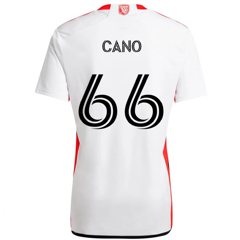 Danxen Homem Camisola Alejandro Cano #66 Branco Vermelho Alternativa 2025/26 Camisa