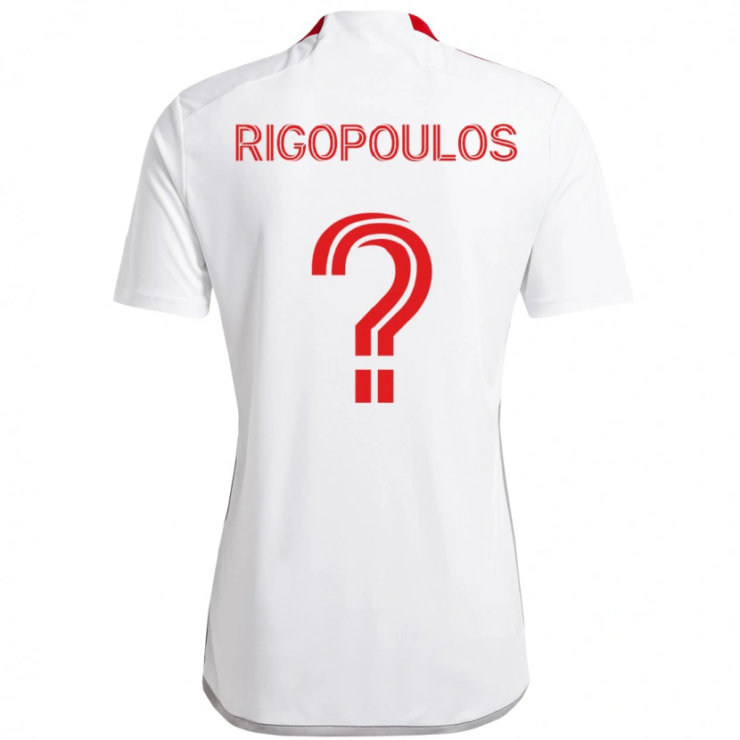 Danxen Homem Camisola Theo Rigopoulos #0 Branco Vermelho Alternativa 2025/26 Camisa