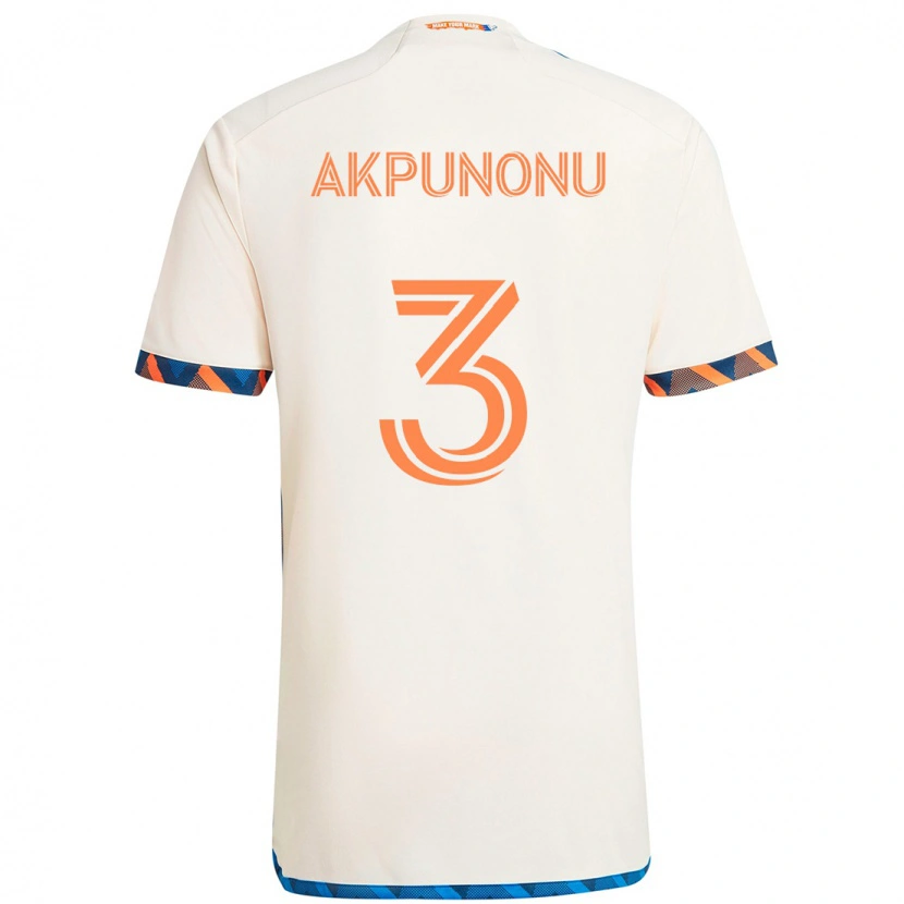 Danxen Homem Camisola Joey Akpunonu #3 Branco Azul Laranja Alternativa 2025/26 Camisa