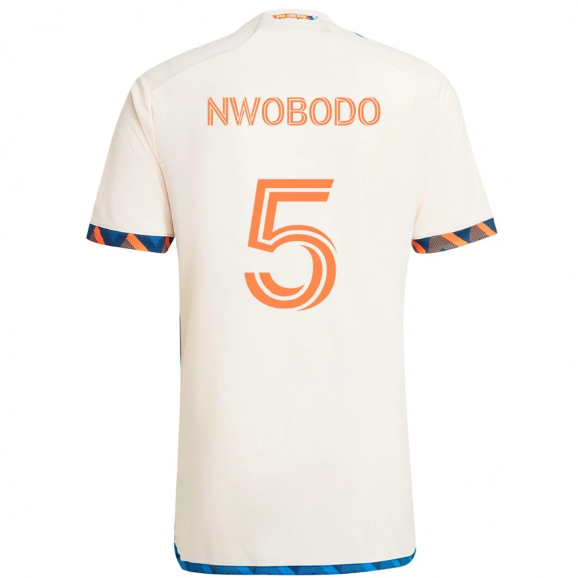Danxen Homem Camisola Obinna Nwobodo #5 Branco Azul Laranja Alternativa 2025/26 Camisa