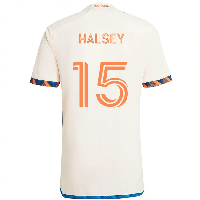 Danxen Homem Camisola Bret Halsey #15 Branco Azul Laranja Alternativa 2025/26 Camisa