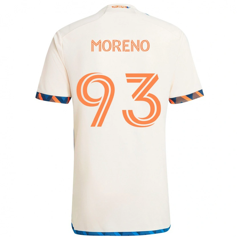Danxen Homem Camisola Júnior Moreno #93 Branco Azul Laranja Alternativa 2025/26 Camisa