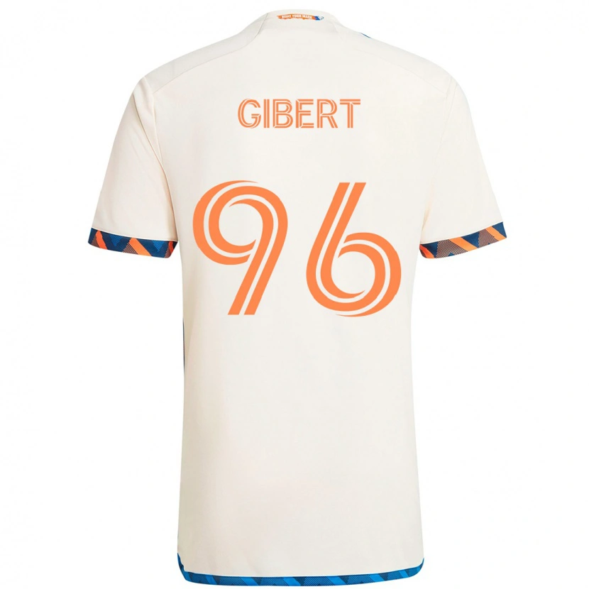 Danxen Homem Camisola Gaël Gibert #96 Branco Azul Laranja Alternativa 2025/26 Camisa