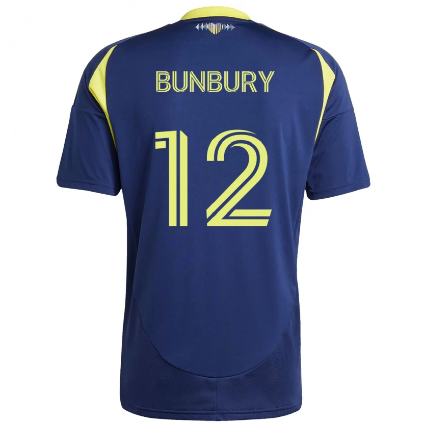 Danxen Homem Camisola Teal Bunbury #12 Azul Marinho Amarelo Alternativa 2025/26 Camisa