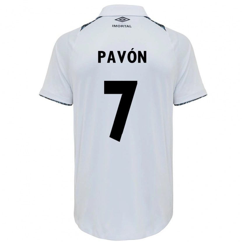 Danxen Homem Camisola Cristian Pavón #7 Branco Azul Alternativa 2025/26 Camisa