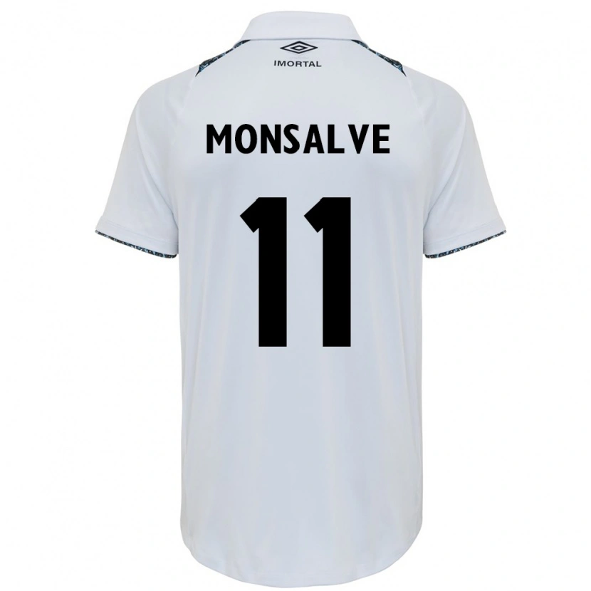 Danxen Homem Camisola Miguel Monsalve #11 Branco Azul Alternativa 2025/26 Camisa