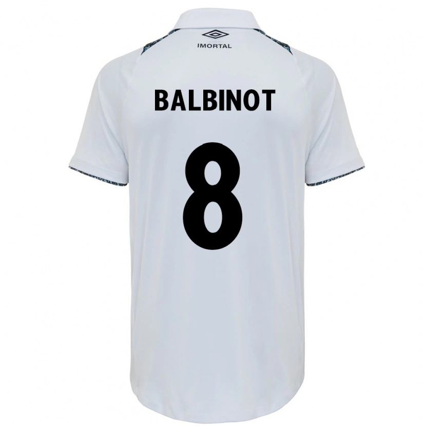 Danxen Homem Camisola Manu Balbinot #8 Branco Azul Alternativa 2025/26 Camisa