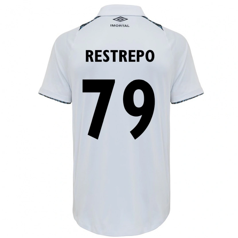 Danxen Homem Camisola Kelly Restrepo #79 Branco Azul Alternativa 2025/26 Camisa