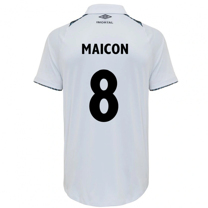 Danxen Homem Camisola Maicon #8 Branco Azul Alternativa 2025/26 Camisa