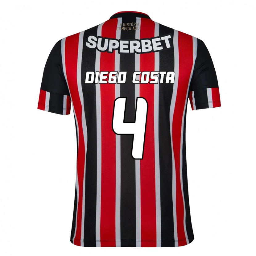 Danxen Homem Camisola Diego Costa #4 Preto Vermelho Alternativa 2025/26 Camisa