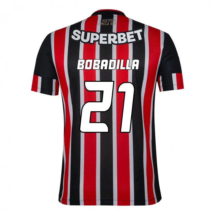 Danxen Homem Camisola Damián Bobadilla #21 Preto Vermelho Alternativa 2025/26 Camisa