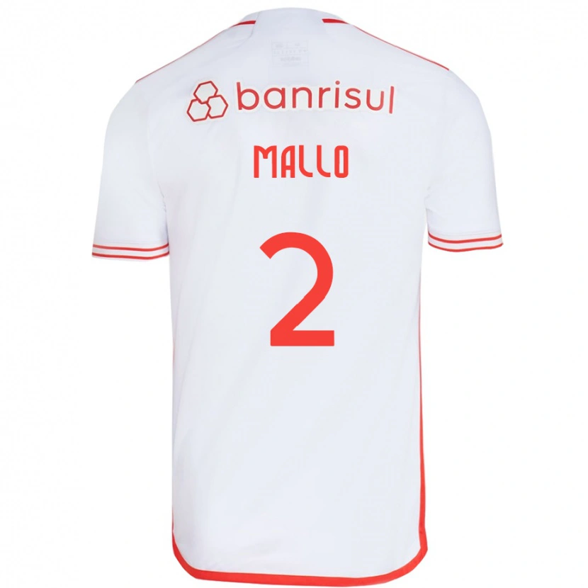 Danxen Homem Camisola Hugo Mallo #2 Branco Vermelho Alternativa 2025/26 Camisa