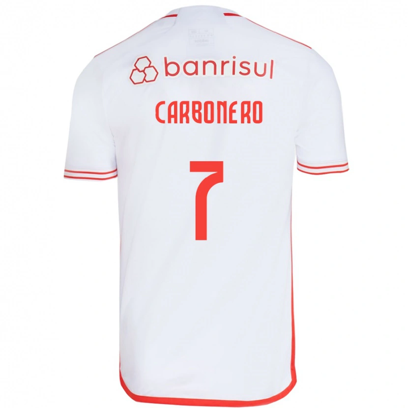 Danxen Homem Camisola Johan Carbonero #7 Branco Vermelho Alternativa 2025/26 Camisa