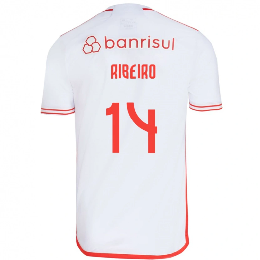 Danxen Homem Camisola Lucas Ribeiro #14 Branco Vermelho Alternativa 2025/26 Camisa
