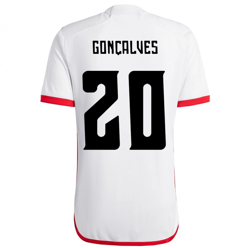 Danxen Homem Camisola Matheus Gonçalves #20 Branco Vermelho Alternativa 2025/26 Camisa