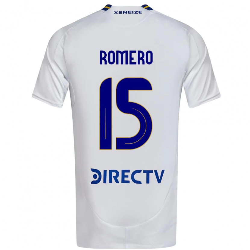 Danxen Homem Camisola Alejo Romero #15 Branco Azul Alternativa 2025/26 Camisa