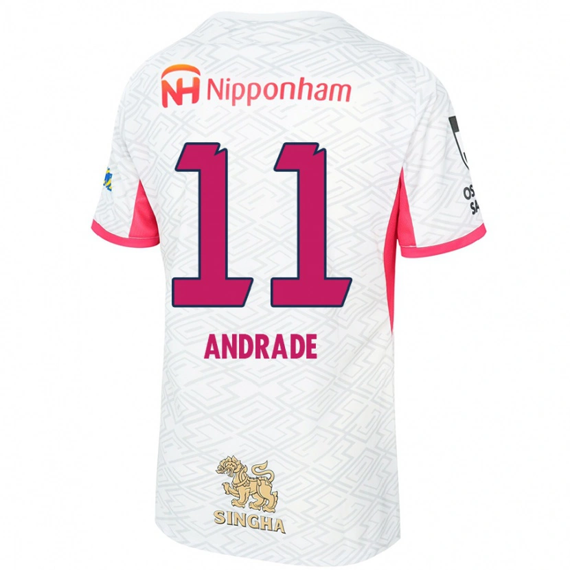 Danxen Homem Camisola Thiago Andrade #11 Branco Rosa Sakura Alternativa 2025/26 Camisa