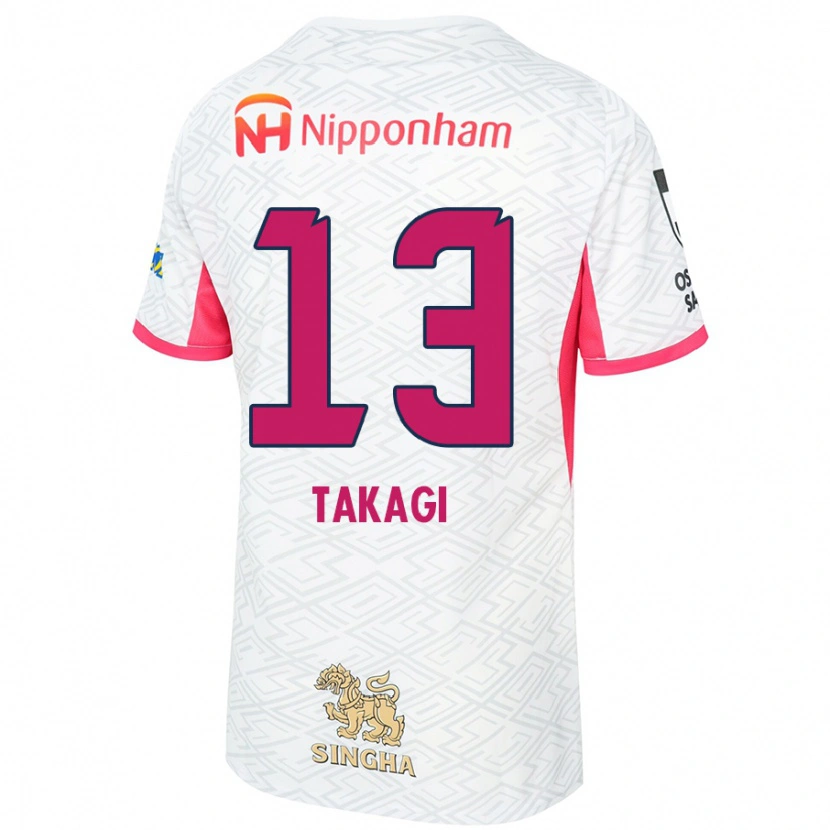 Danxen Homem Camisola Toshiyuki Takagi #13 Branco Rosa Sakura Alternativa 2025/26 Camisa