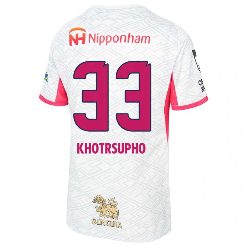 Danxen Homem Camisola Tawan Khotrsupho #33 Branco Rosa Sakura Alternativa 2025/26 Camisa