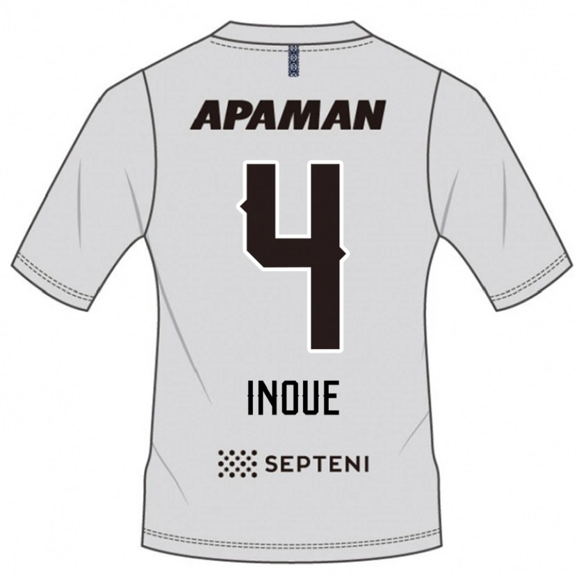 Danxen Homem Camisola Seiya Inoue #4 Cinza Claro Alternativa 2025/26 Camisa