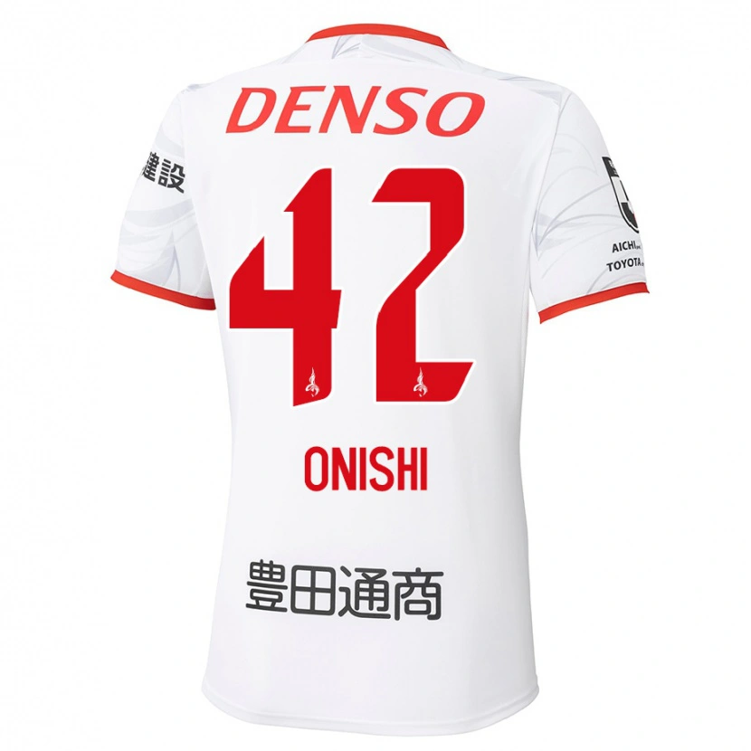 Danxen Homem Camisola Ritsu Onishi #42 Branco Vermelho Alternativa 2025/26 Camisa