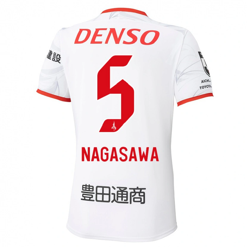 Danxen Homem Camisola Kazuki Nagasawa #5 Branco Vermelho Alternativa 2025/26 Camisa