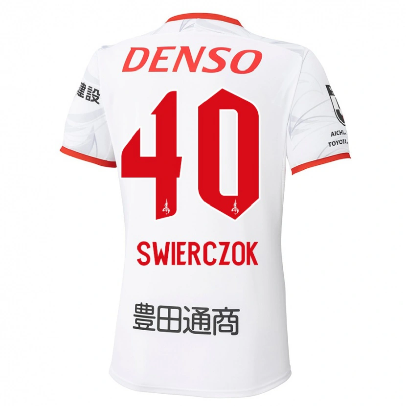 Danxen Homem Camisola Jakub Swierczok #40 Branco Vermelho Alternativa 2025/26 Camisa