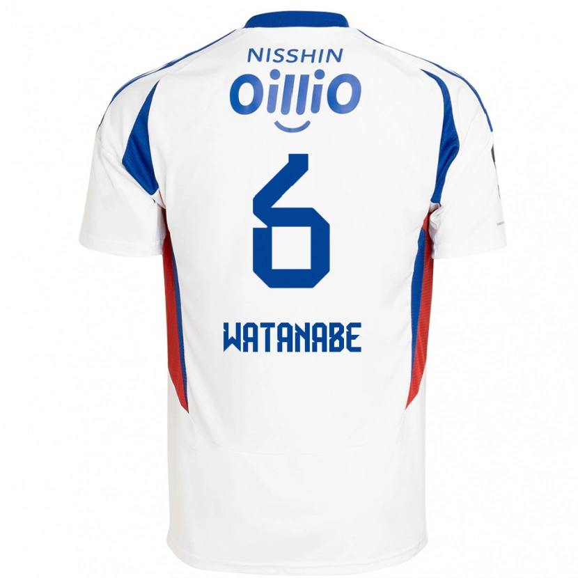 Danxen Homem Camisola Kota Watanabe #6 Branco Azul Royal Alternativa 2025/26 Camisa