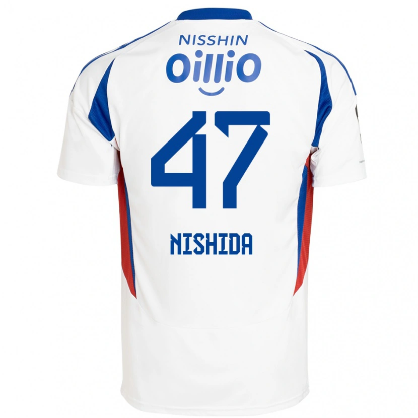 Danxen Homem Camisola Yusuke Nishida #47 Branco Azul Royal Alternativa 2025/26 Camisa