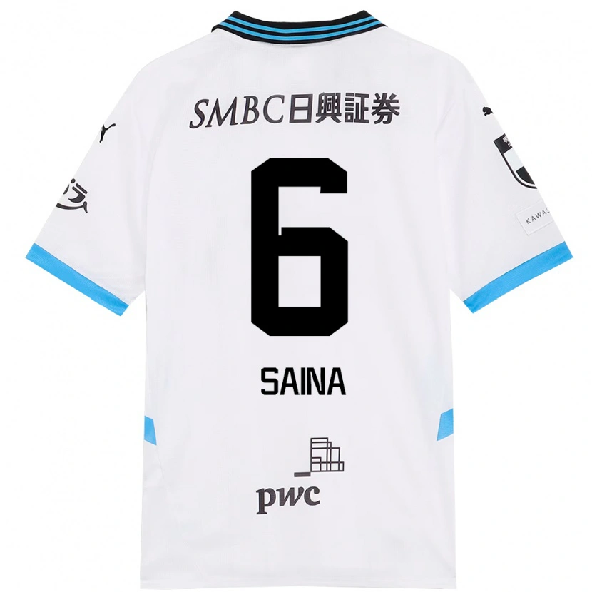 Danxen Homem Camisola Yuta Saina #6 Branco Azul Celeste Alternativa 2025/26 Camisa