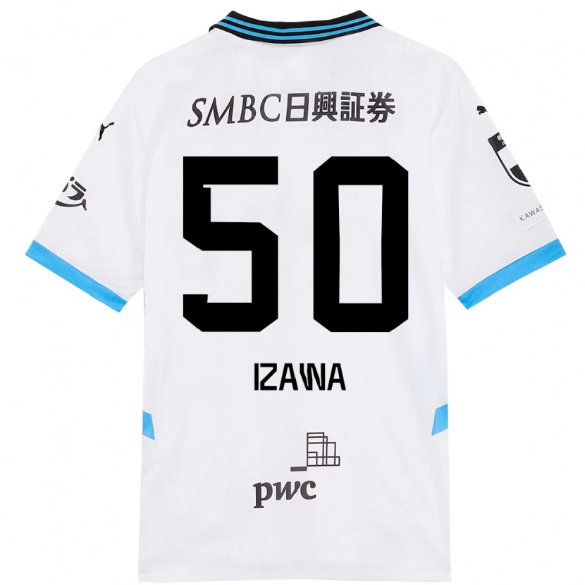 Danxen Homem Camisola Haruki Izawa #50 Branco Azul Celeste Alternativa 2025/26 Camisa