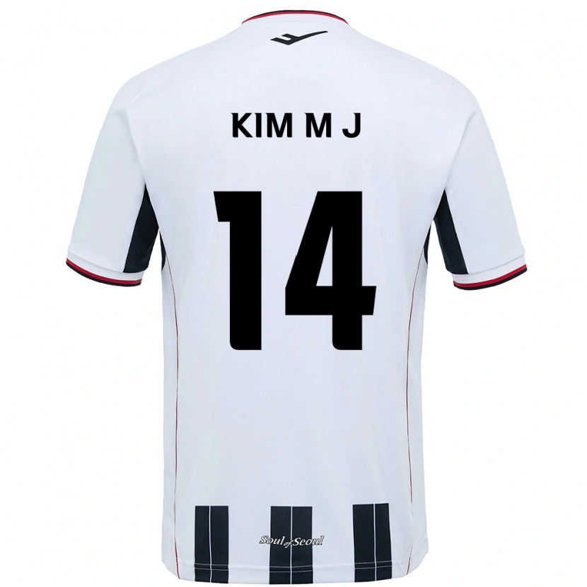 Danxen Homem Camisola Kim Min-Ji #14 Branco Preto Alternativa 2025/26 Camisa