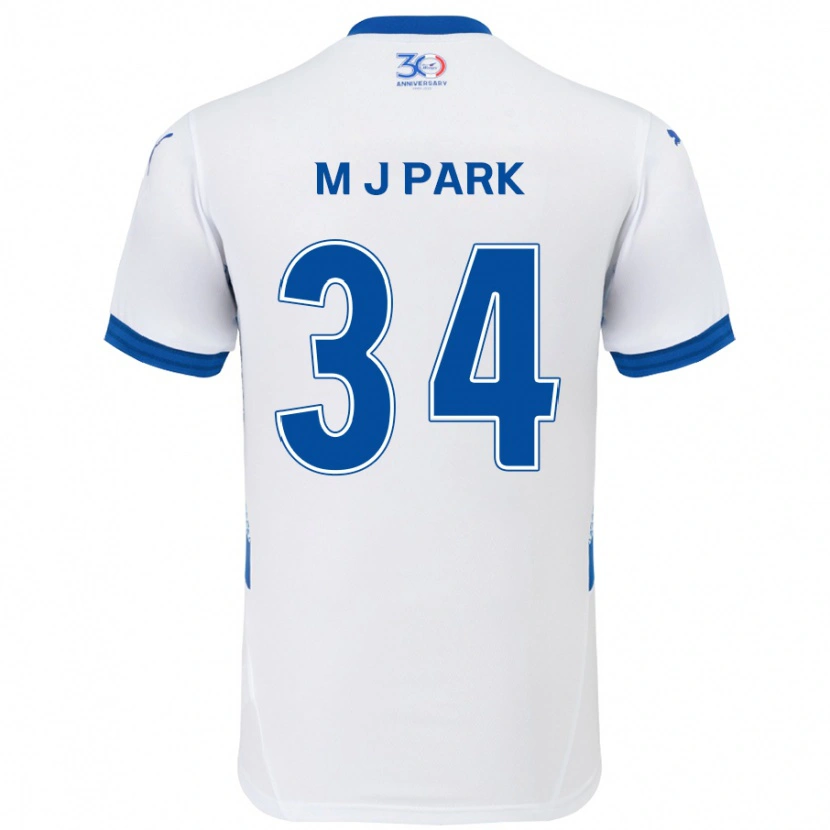 Danxen Homem Camisola Ji-Min Park #34 Branco Azul Royal Alternativa 2025/26 Camisa