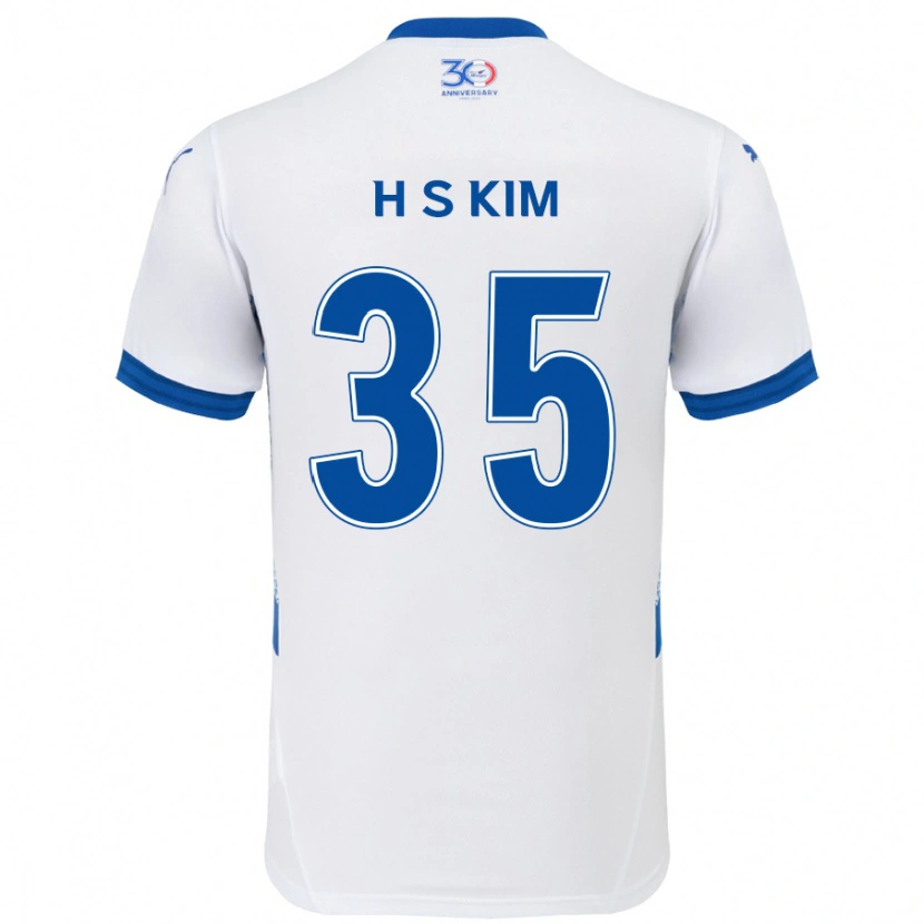 Danxen Homem Camisola Seung-Hyun Kim #35 Branco Azul Royal Alternativa 2025/26 Camisa
