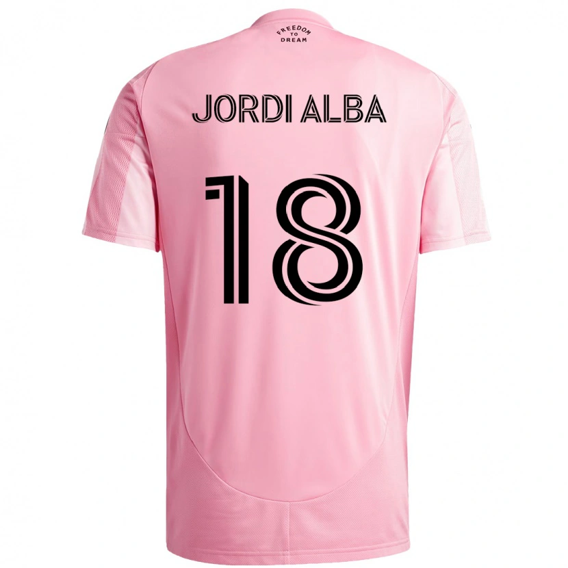 Danxen Mulher Camisola Jordi Alba #18 Rosa Preto Principal 2025/26 Camisa