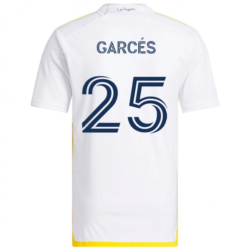 Danxen Mulher Camisola Carlos Garcés #25 Branco Amarelo Principal 2025/26 Camisa